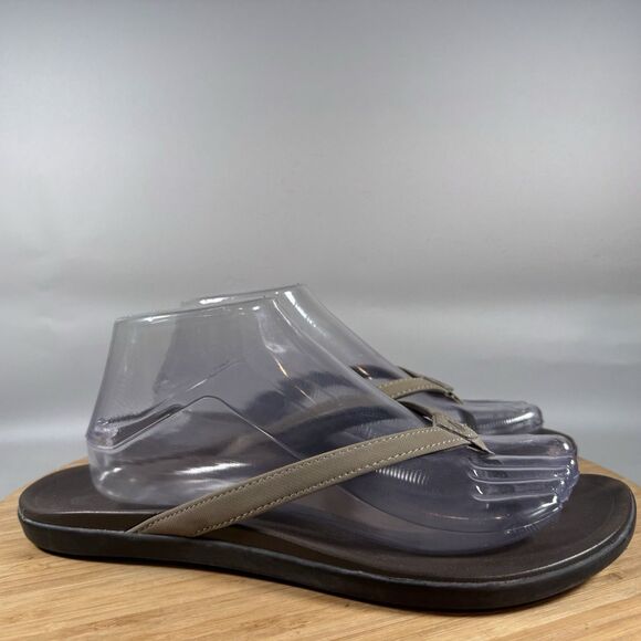 Olukai Ho’opio Women’s Sandals Leather Flip-Flops Brown Size 10 - Picture 1 of 6